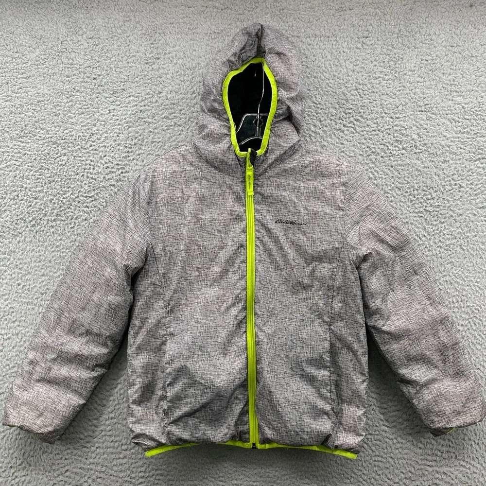 Eddie Bauer Goose Puffer Jacket Kids M 10-12 Reversible Outdoor Hike Camp Snow